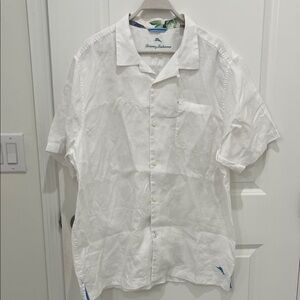 Tommy Bahama Crisp Linen Shirt-White-Men’s XL